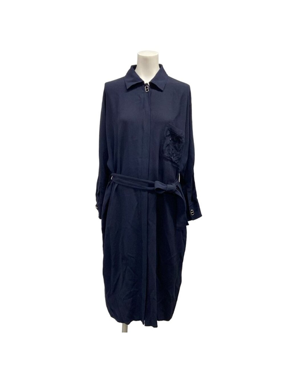 Hermes Dress S Dark Navy Silk 36